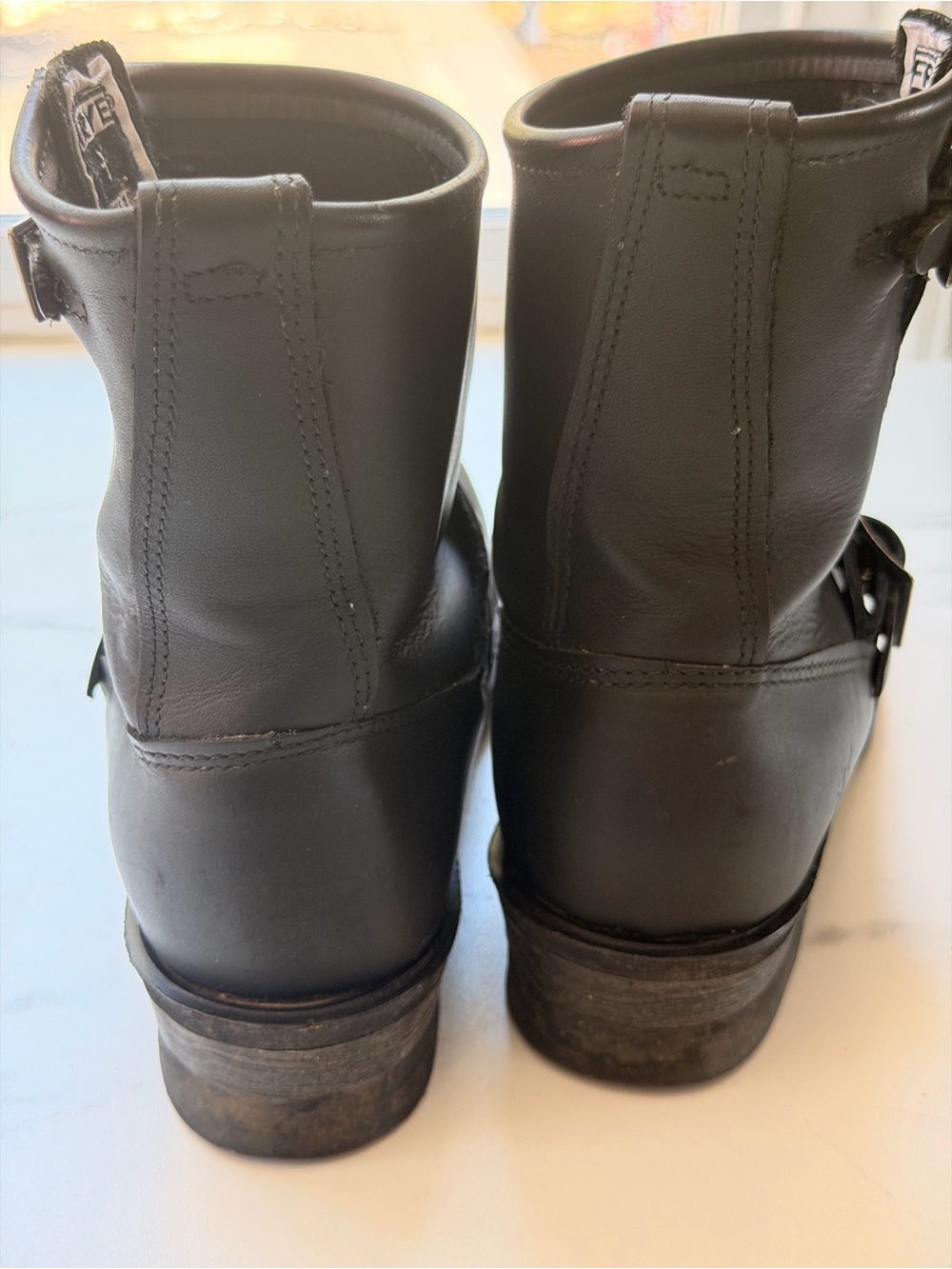Frye Women’s Black Leather Engineer Boots with Buckle Strap - Picture 4 of 5